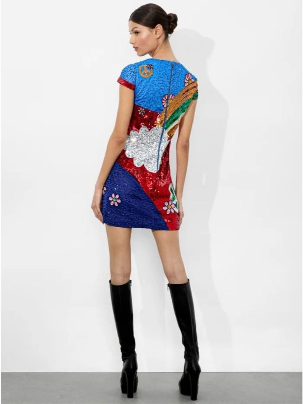 Alice + Olivia X The Beatles Come Together Clyde Sequin Shift Dress 6 NWT $995 - Picture 5 of 16